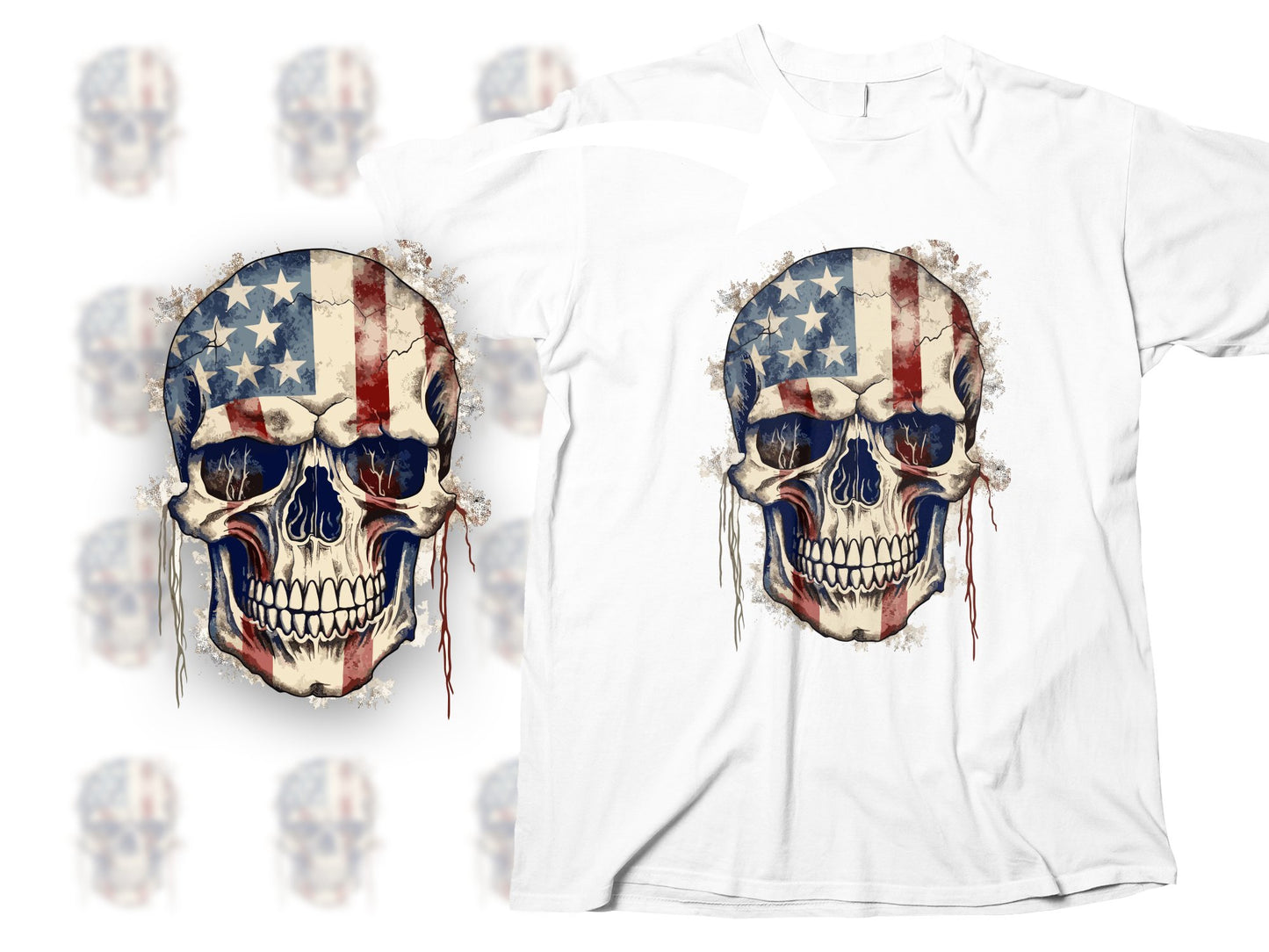 American Flag Skull Design - Multi-Format Graphic Collection